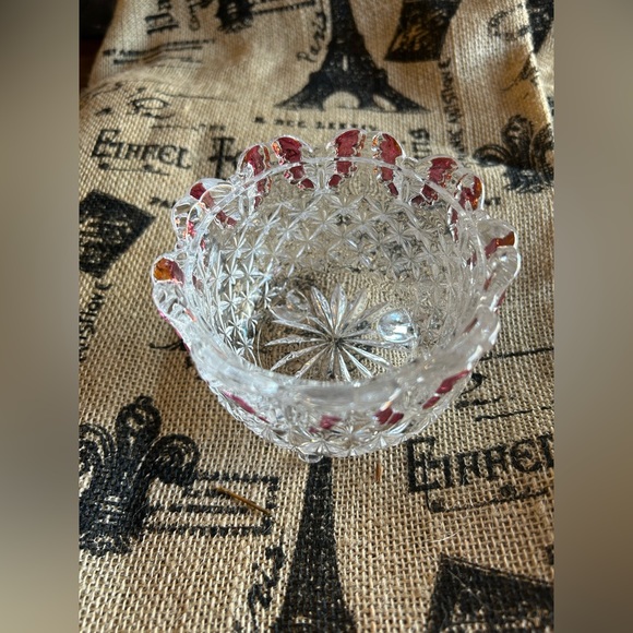 RARE Hofbauer Red Papillon/Butterfly Crystal Footed Bowl.  Truly Beautiful! - Picture 4 of 6